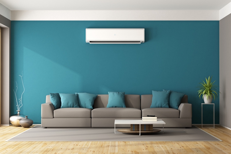 Modern living room with air conditioner, What Is a Ductless AC? | Air Conidtioning, HVAC Service | Ebensburg, PA